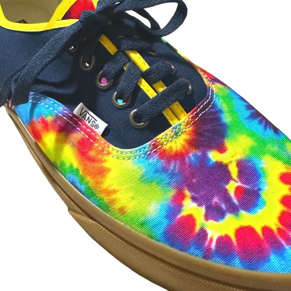 VANS • Authentic Custom Tie Dye Sneakers Hippie Festival Bohemian Vibrant Shoes - Picture 7 of 8